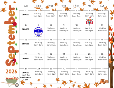 September walking track schedule
